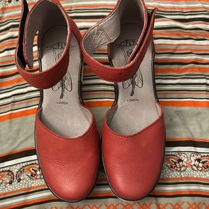 Like new FLY London ankle strap shoes. Crimson color leather. No flaws. W7